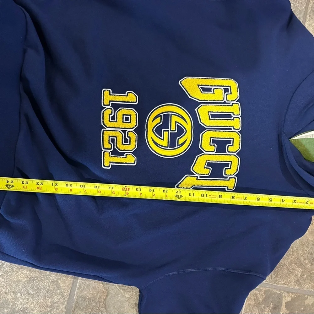 Men's Gucci cotton jersey, hooded sweatshirt with yellow logo, embroidery size L